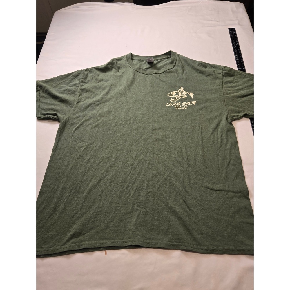 Gildan T-Shirt Mens XL Green Excellent Living Salty Destin Florida Graphic Tee